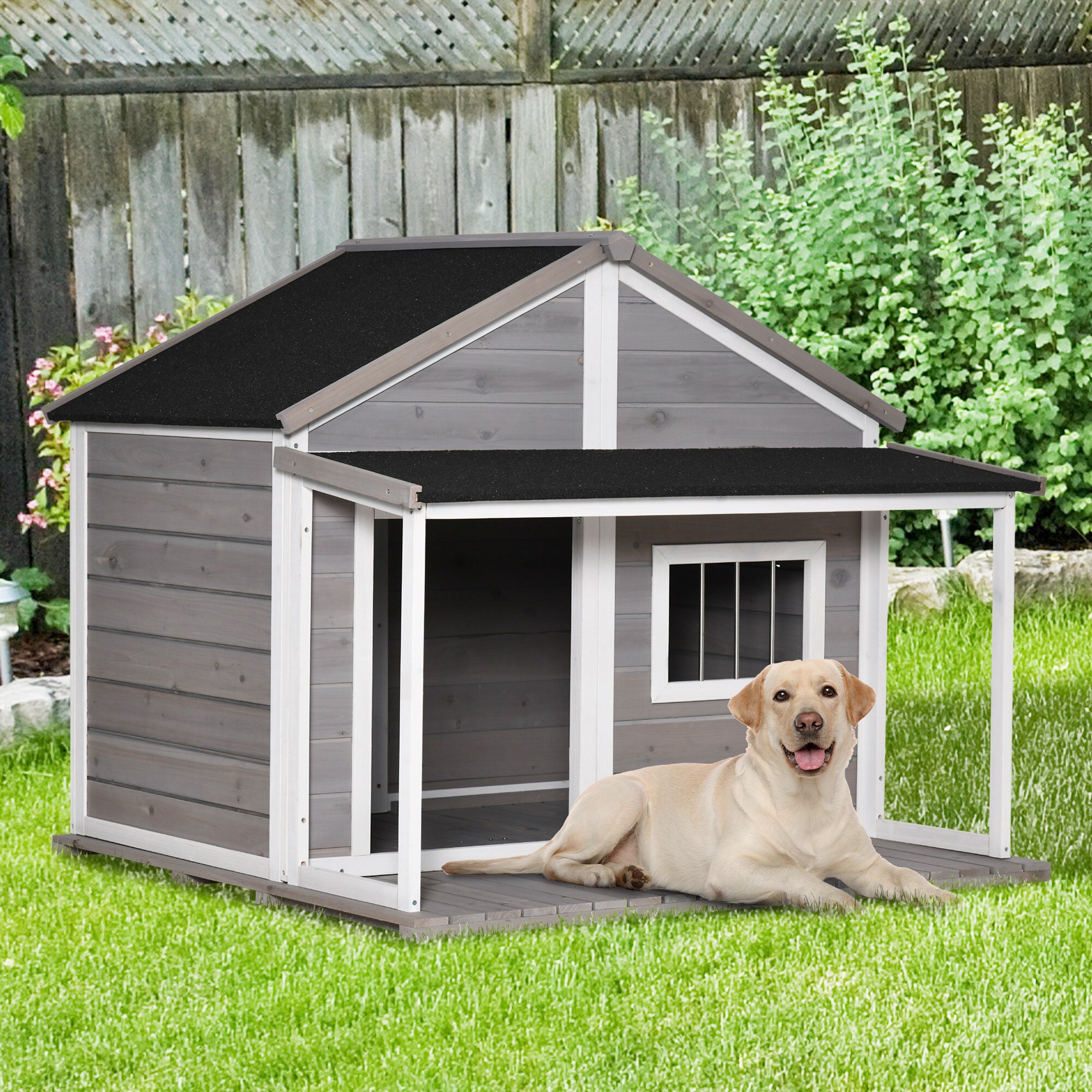 Archie & Oscar™ Mitzi Gray Wood Dog House 