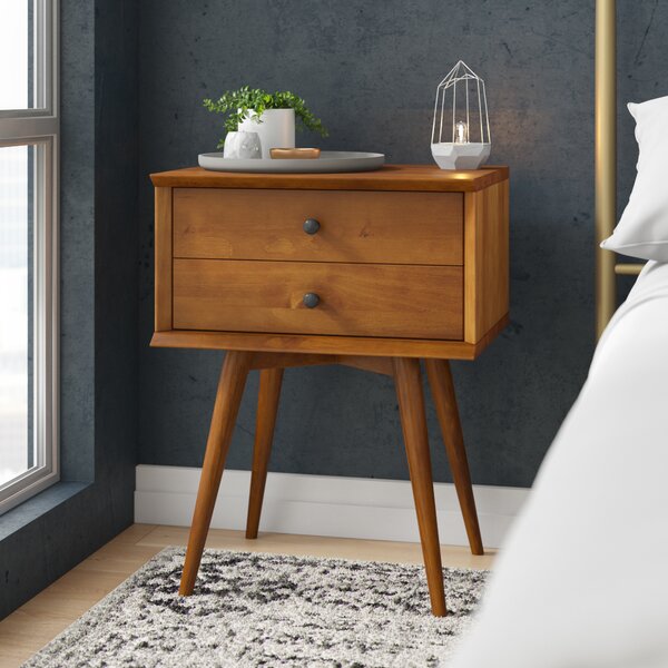 Grady 24'' Tall 2 - Drawer Solid Wood Nightstand