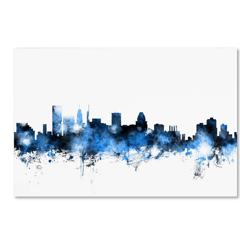 Trademark Art Baltimore Md Skyline White Graphic Art Print On
