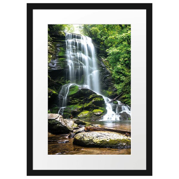 East Urban Home Waterfall Framed Photographic Art Print in Black and ...