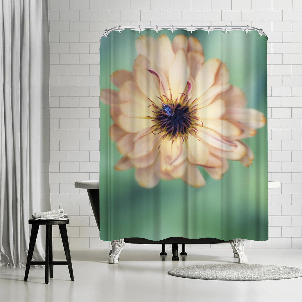 East Urban Home Mirja Paljakka Light Yellow Flower Single Shower Curtain Wayfair