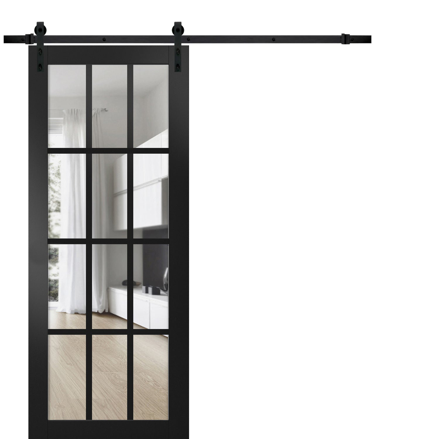 SARTODOORS Glass Wood Felicia Barn Door without Installation Hardware Kit Wayfair