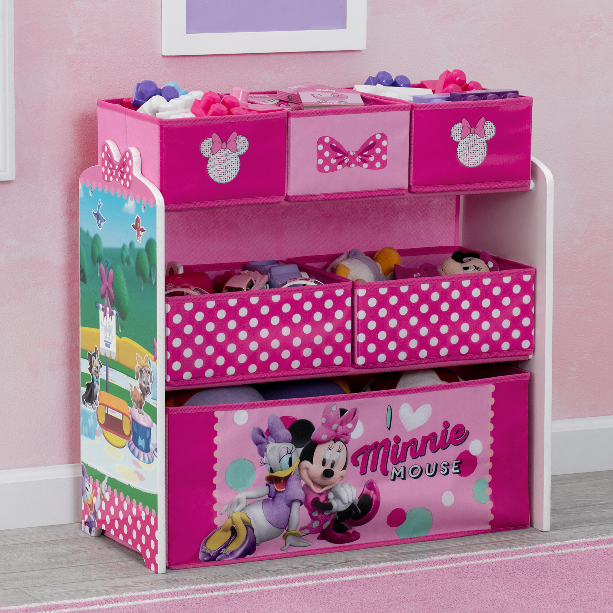 Minnie Mouse Toy Organizer Storage Multi Bin Children Room Furniture Box Cubby