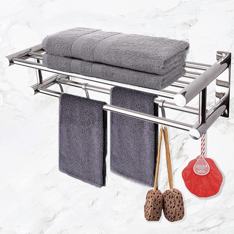 Stainless Steel Hook Rail Coat Rack Bag Bathroom Kitchen Towel Hanger 4-Hook