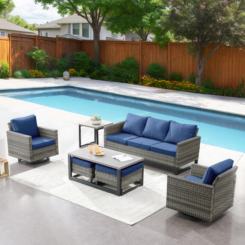 ( incomplete)Vesna 7 Piece Sofa Seating Group with Cushions Cushion Color: Blue