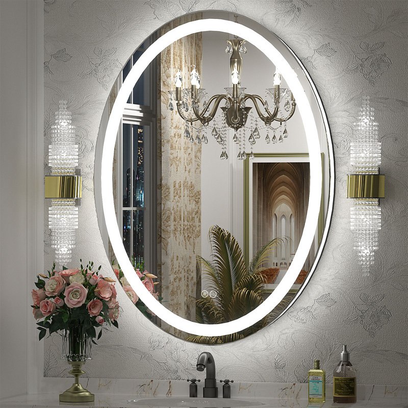 Aevar Super Bright 192 Leds/m Lighted Anti-fog Oval Bathroom/vanity Mirror With Tempered Glass & ETL Size: 32" x 24"