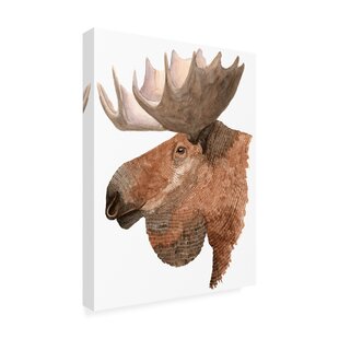 WILD MOOSE BULL W ANTLERS IN GREEN FOREST ANIMAL PAINTING ART REAL CANVAS PRINT