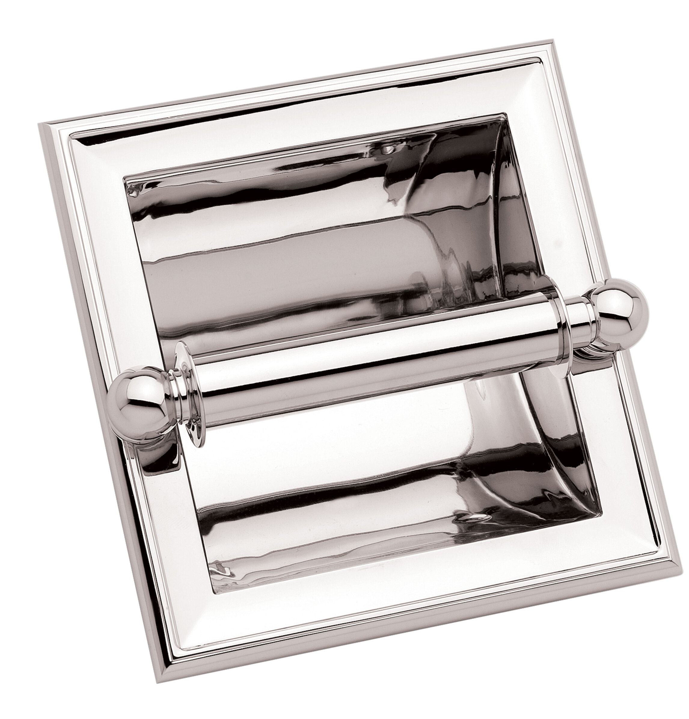 Recessed Toilet Paper Holder Polished Chrome Wall Mounted Tissue Bracket BR