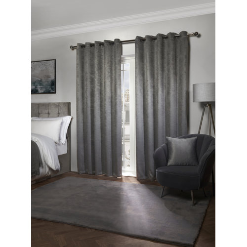 Vanhorne Ambiance Eyelet Blackout Thermal Curtain ClassicLiving Colour: Grey, Panel Size: 116 W x 137 D cm
