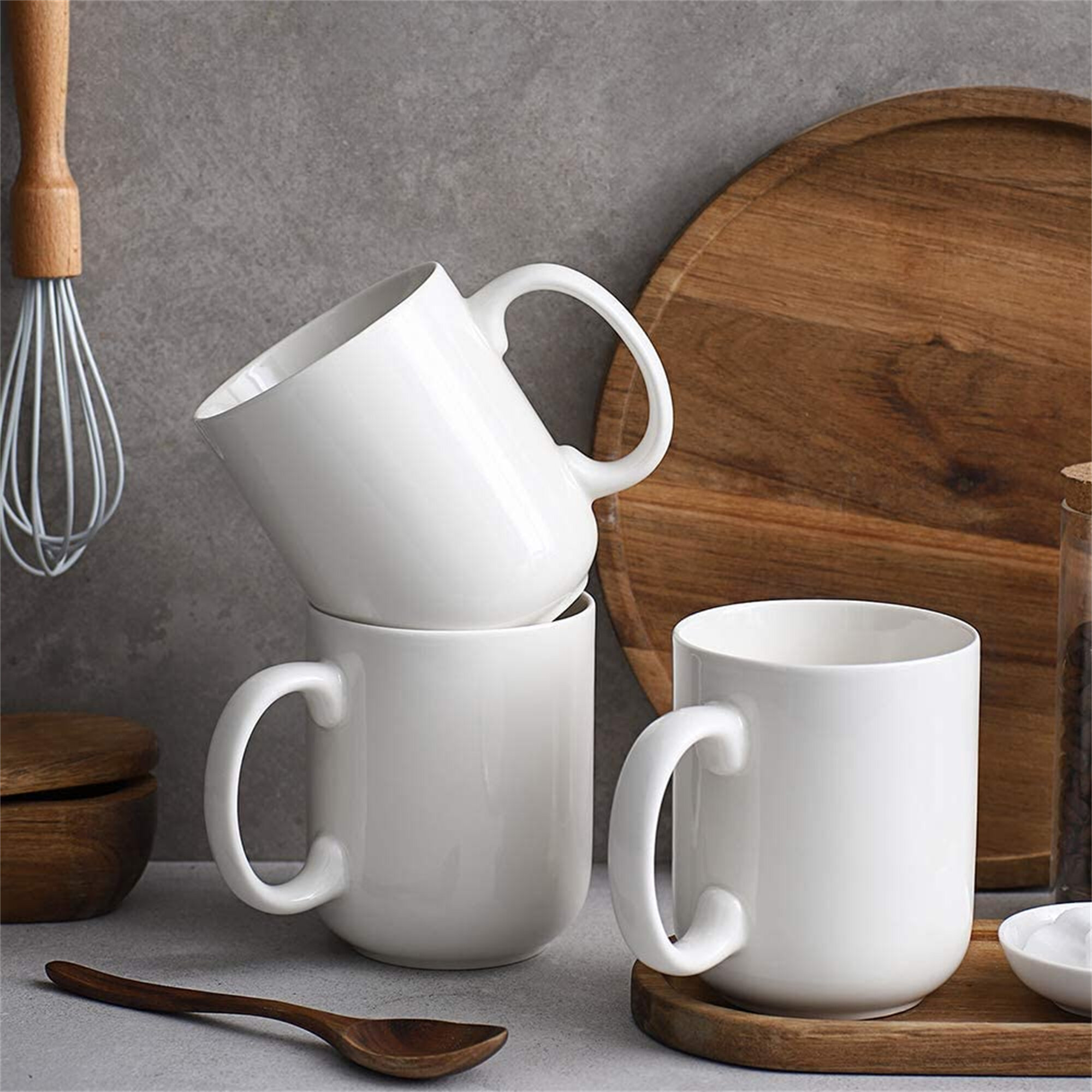 Gray Ice Cream Cereal Soup Tea Set of 2 Sweese 620.213 Coffee Mugs 16 Ounce Porcelain Jumbo Mugs for Coffee 