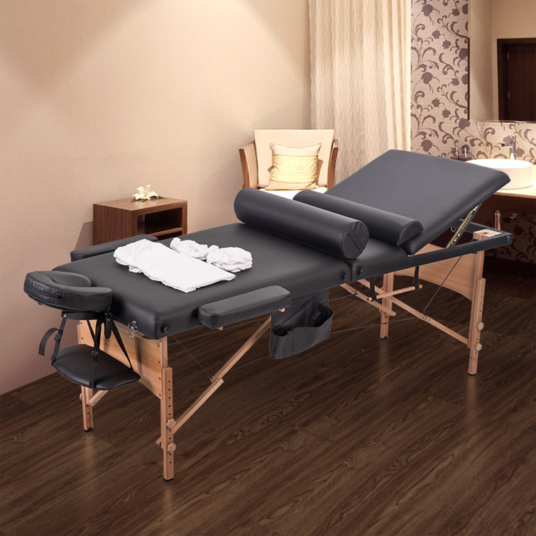 The Twillery Co Massage Table Massage Bed Spa Bed Height Adjustable 3 Fold 84 Inch Massage Table W Sheet Cradle Cover 2 Bolster Hanger Portable Facial Salon Tattoo Bed Reviews Wayfair