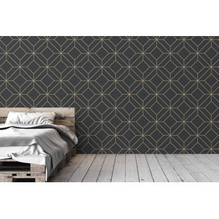 Removable Water-Activated Wallpaper Retro Mid Century Modern Geometric Pattern 