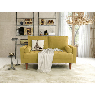 (similar) Masterson 58"  Velvet Loveseat Sofa, Love Seats Furniture for Small Spaces, Mid-Century Modern Couches for Living Room, Bedroom, Apartment, Office, Solid Wood Legs, Square Arms