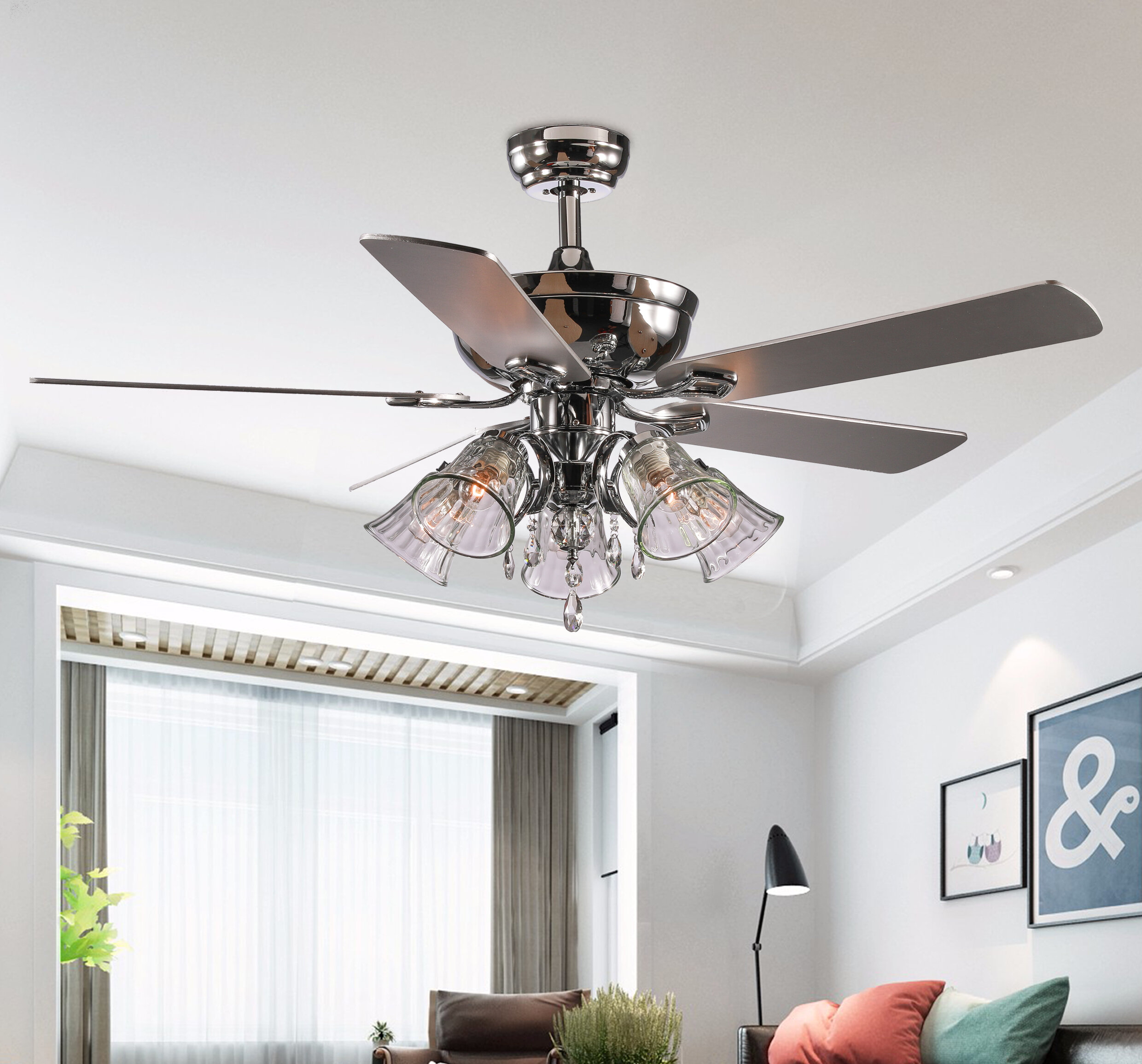 Latitude Run 52 Cappiello 5 Blade Ceiling Fan With Remote Light