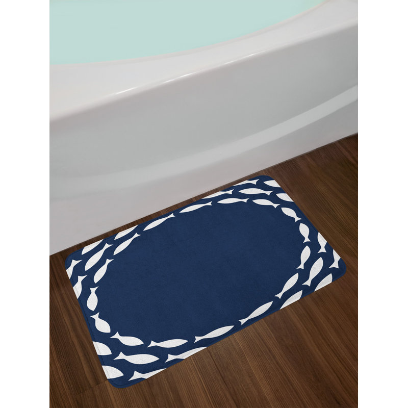 East Urban Home Ocean Navy Blue And White Navy Blue Bath Rug Wayfair
