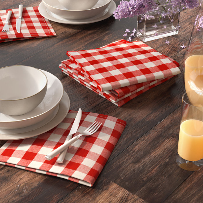 August Grove Arlington Checkered Cotton 19 Napkin Reviews