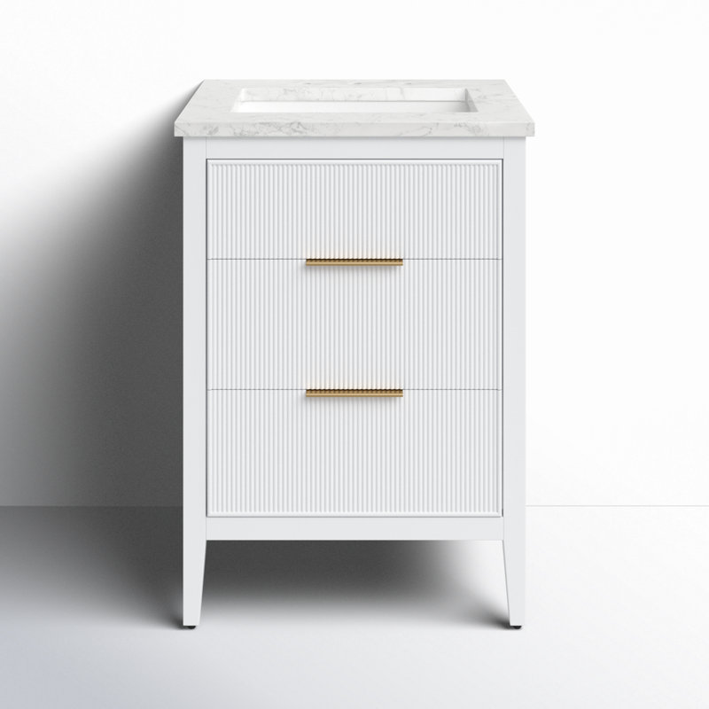 Bilroy 24'' Single Bathroom Vanity with Engineered Stone Top Base Finish: White