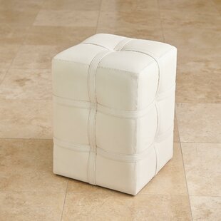 Belted Poof-Light Marbled Leather Pouf By Global Views
