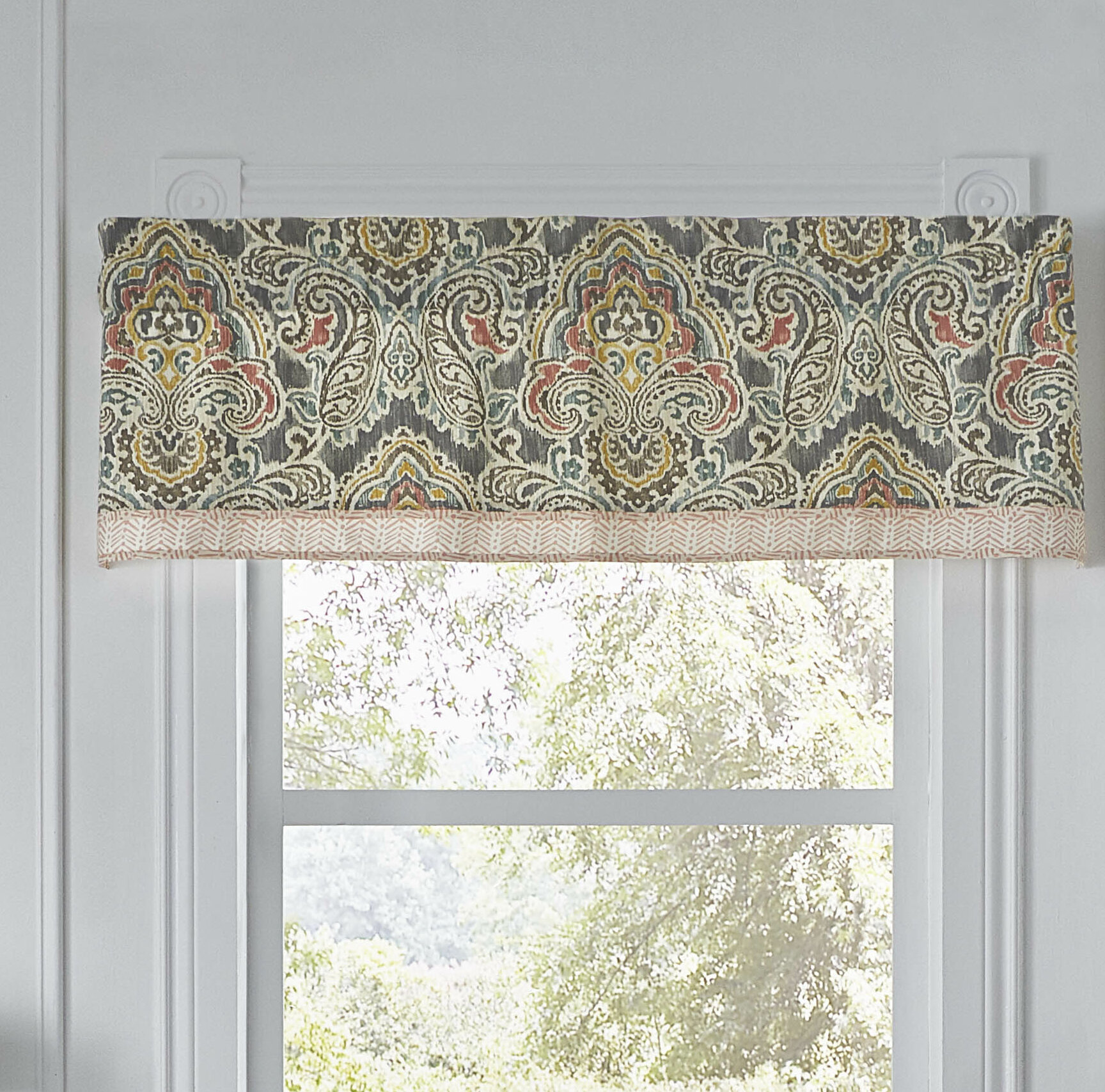 Waverly Artisanal Damask Cotton Tailored 60 Window Valance In Mineral Reviews Wayfair