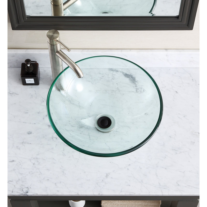 Avanity Tempered Glass Circular Vessel Bathroom Sink With Overflow Reviews Perigold