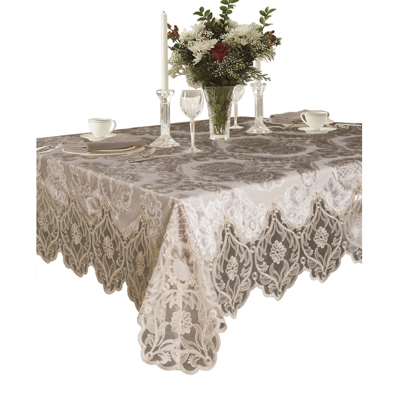 Rosdorf Park Santaana Elegant Velvet Lace Sheer Floral Design Tablecloth Reviews Wayfair