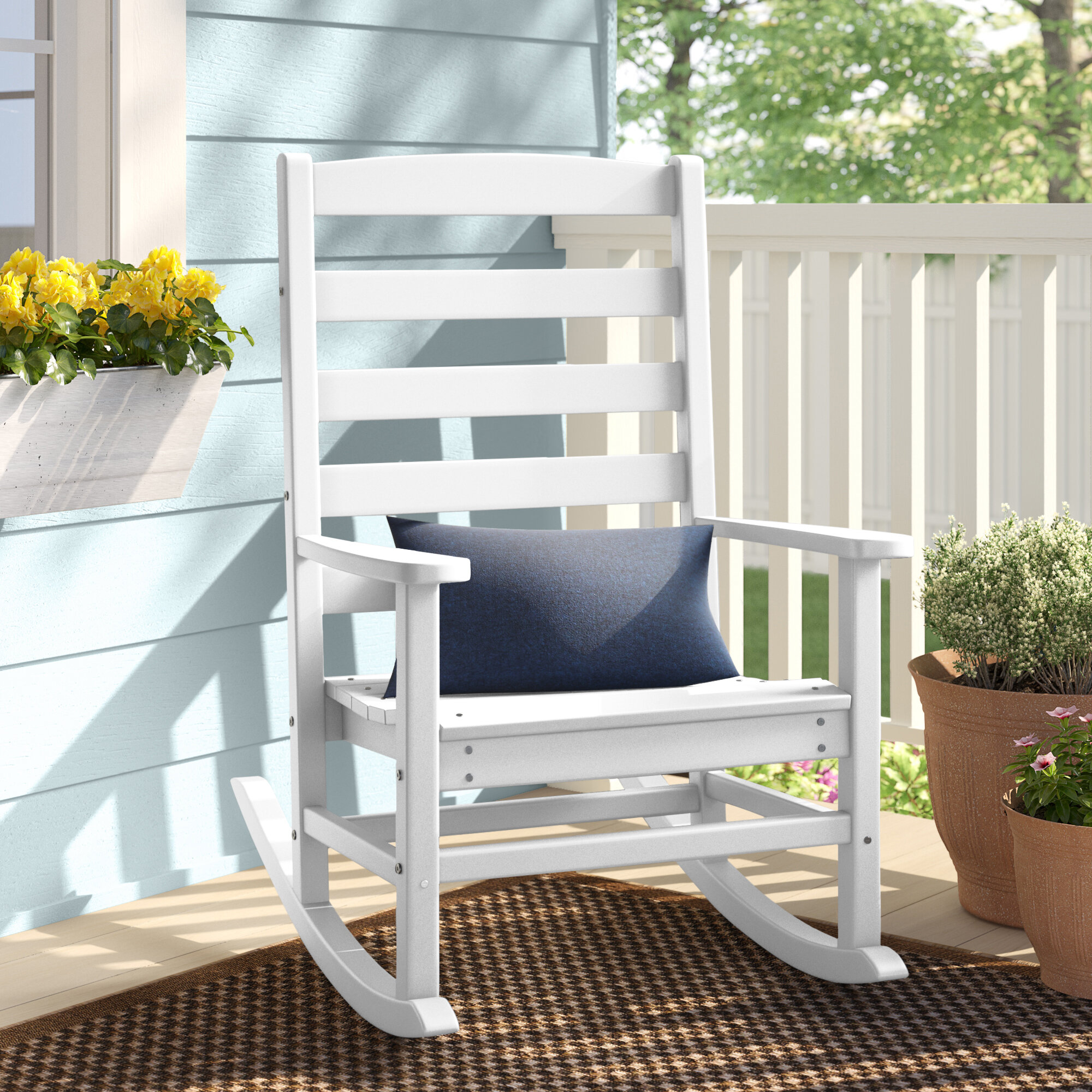 white rocking porch chairs