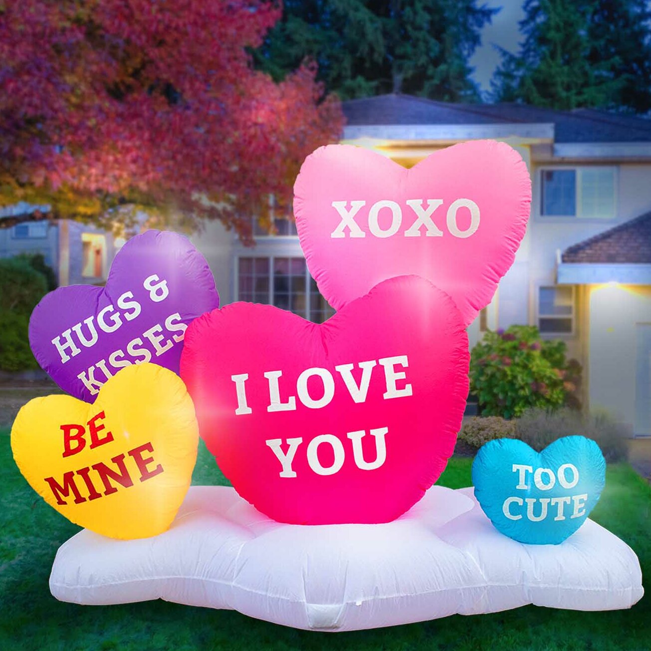 4 Air Blown Inflatable White Puppy Holding I Love You Heart Valentines Day Yard Decoration
