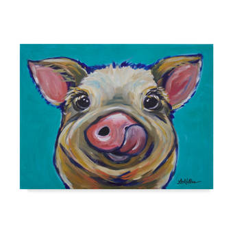 Winston Porter Pig Cesar Tongue Out Acrylic Painting Print On