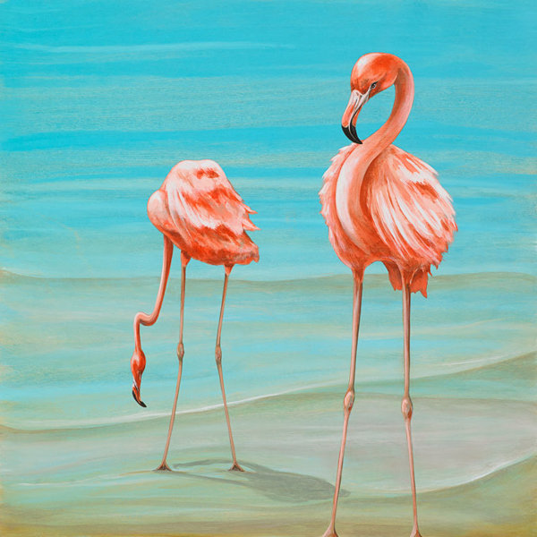 Greenbox Art Flamingos On Vacation By Karin Grow Painting Print