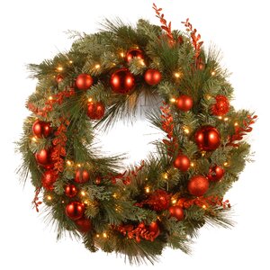 Pre-Lit Christmas Mixed Wreaths with Battery-Operated White LED Lights