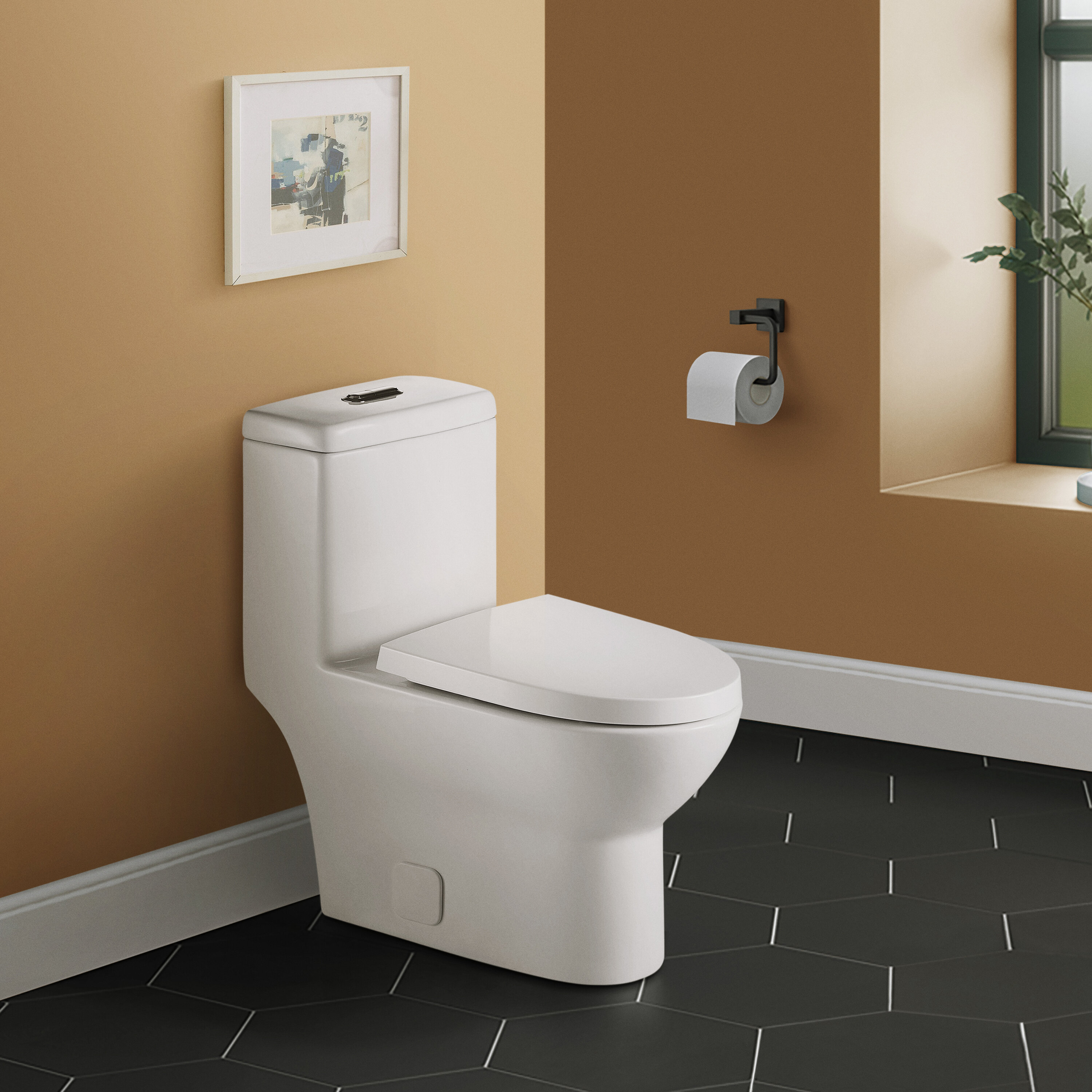 Decqo 1 28 Water Efficient Round One Piece Toilet Wayfair