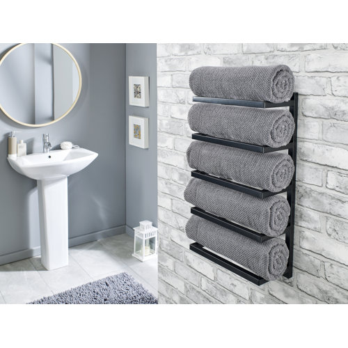 NA Matt Black 5 Tier Wall Towel Rack Black |