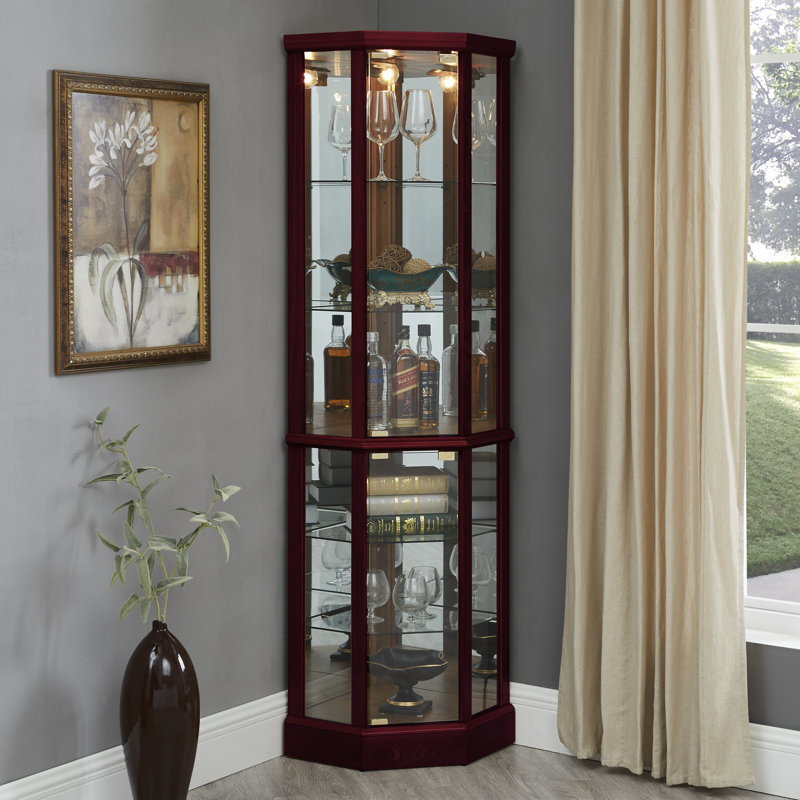 Charlton Home® Franklyn Corner Lighted Curio Cabinet ...