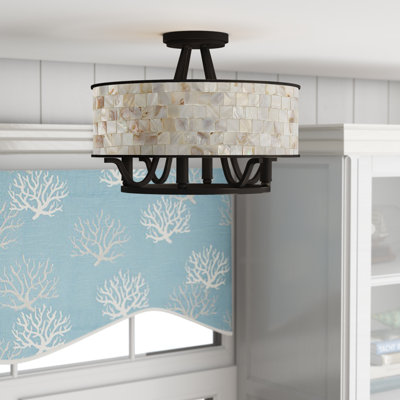 4 - Light 15.75" Unique/Statement Drum Semi Flush Mount ( incomplete )