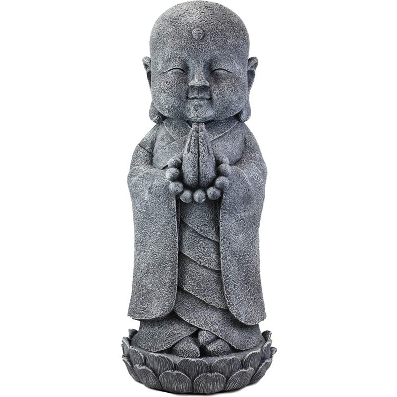 Bloomsbury Market Araseli Jizo Buddha Monk In Namaskara Mudra Hand Adoration Pose With Prayer Beads Statue On Lotus Throne Statue Wayfair