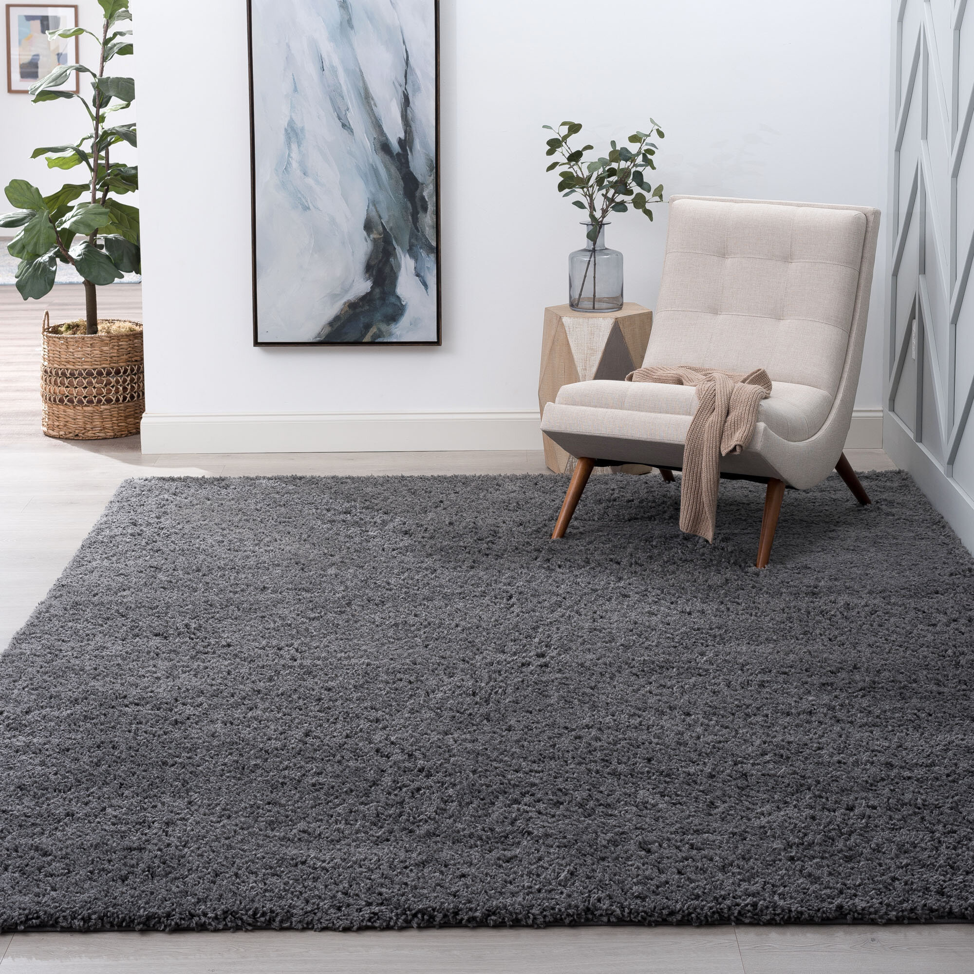 Andover Mills Athens Shag Gray Rug Reviews Wayfair