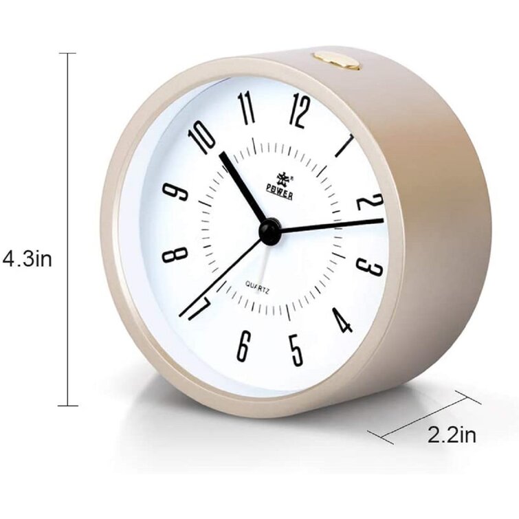 Quartz Alarm Clock Silent No Tick Bedroom With Night Light Snooze Bedside Travel 