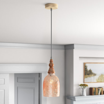 7"W Bayarmaa Textured Glass Bell-Shaped Pendant Lamp, INCOMPLETE 