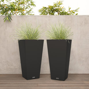 Set of 2 Oversized Modern Flower Pot Textured Round Planter Stand Garden Decor 