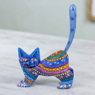Wooden Cats Statue Wayfair