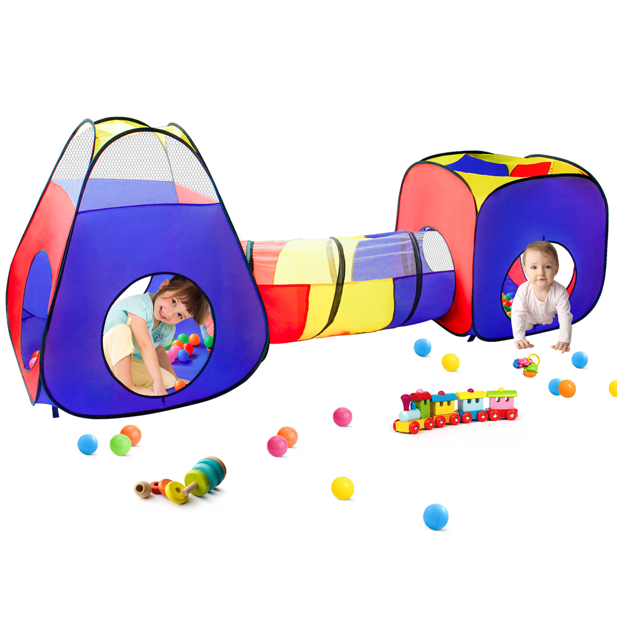 3 IN 1 CHILDREN KIDS BABY PET PLAY TENT TUNNEL BALL PIT PLAYHOUSE POP UP TENT UK 