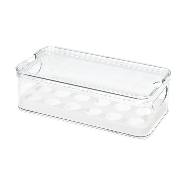 Clear Stackable Refrigerator Egg Storage Bin with Lid Stores 14 Eggs
