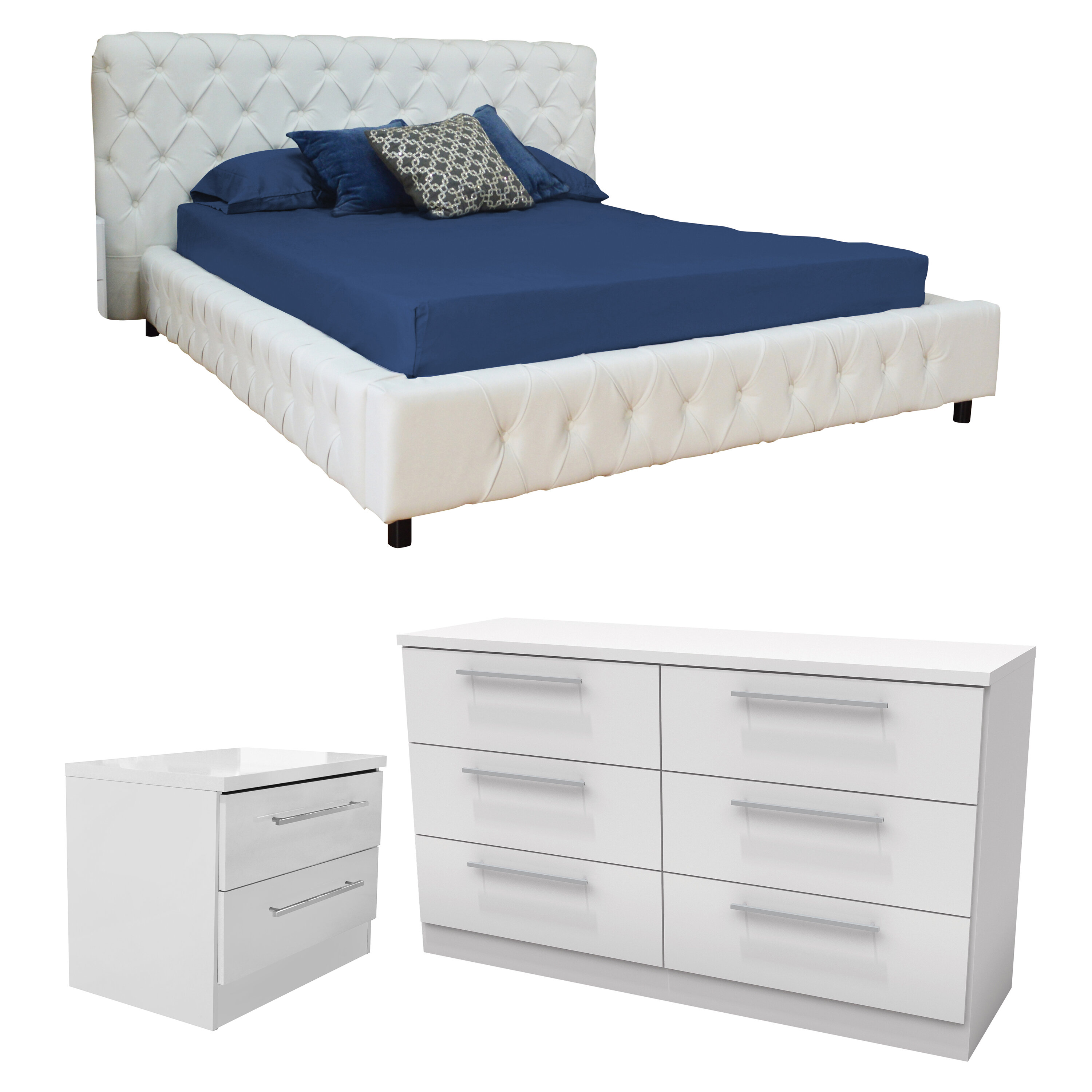 Haskett Eason Button Tufted Platform Configurable Bedroom Set