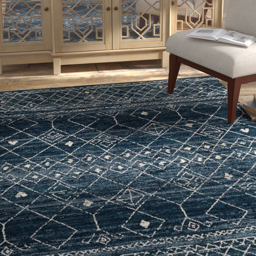 Nevarez Gabbeh Field Faded Indigo Indoor Area Rug