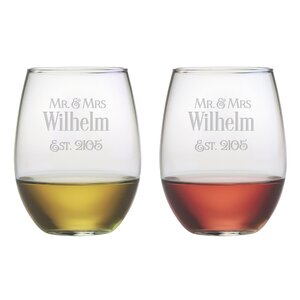 Mr. & Mrs. Established Stemless Wine Glass (Set of 2)