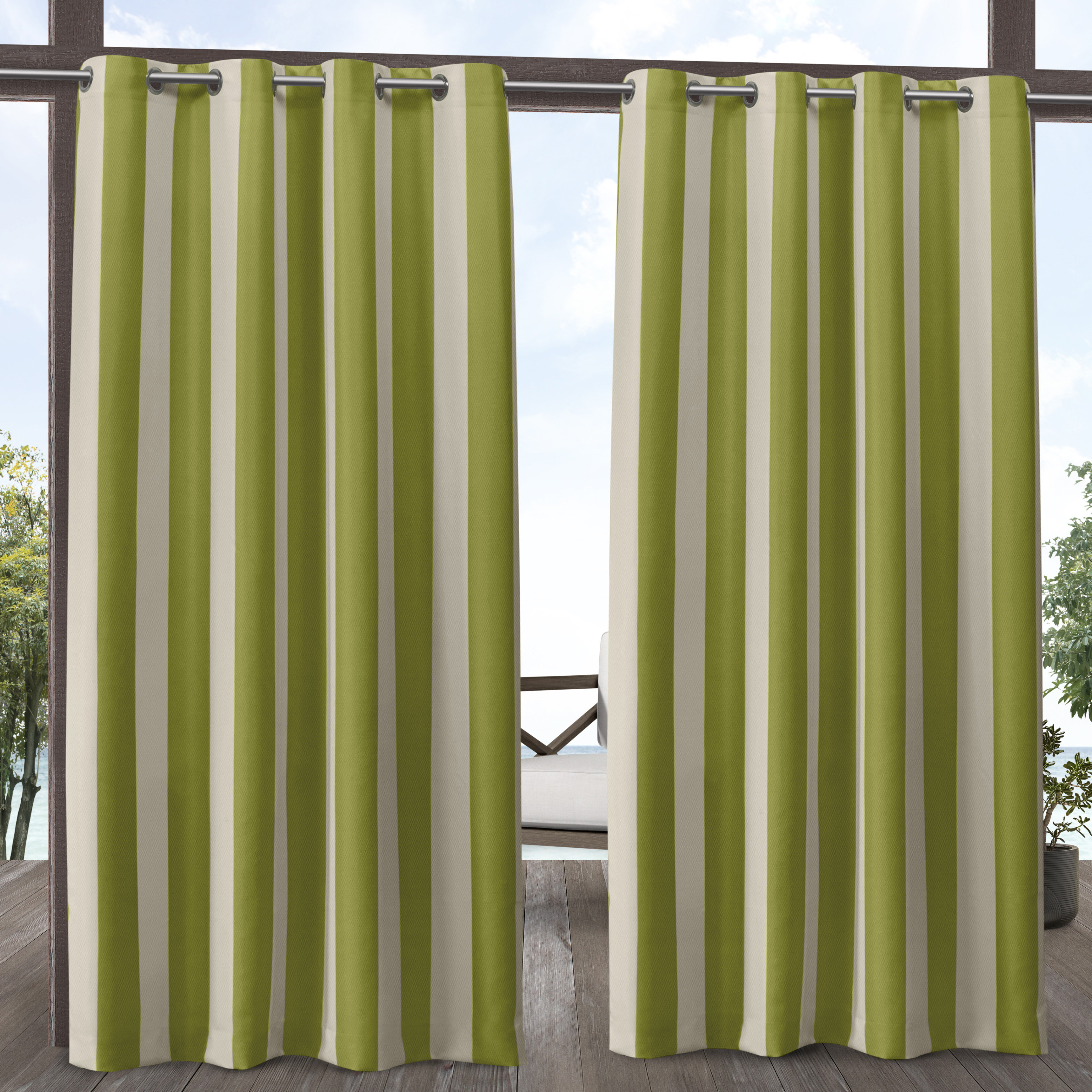 Longshore Tides Kristen Canopy Solid Color Semi Sheer Outdoor Grommet Curtain Panels Reviews Wayfair