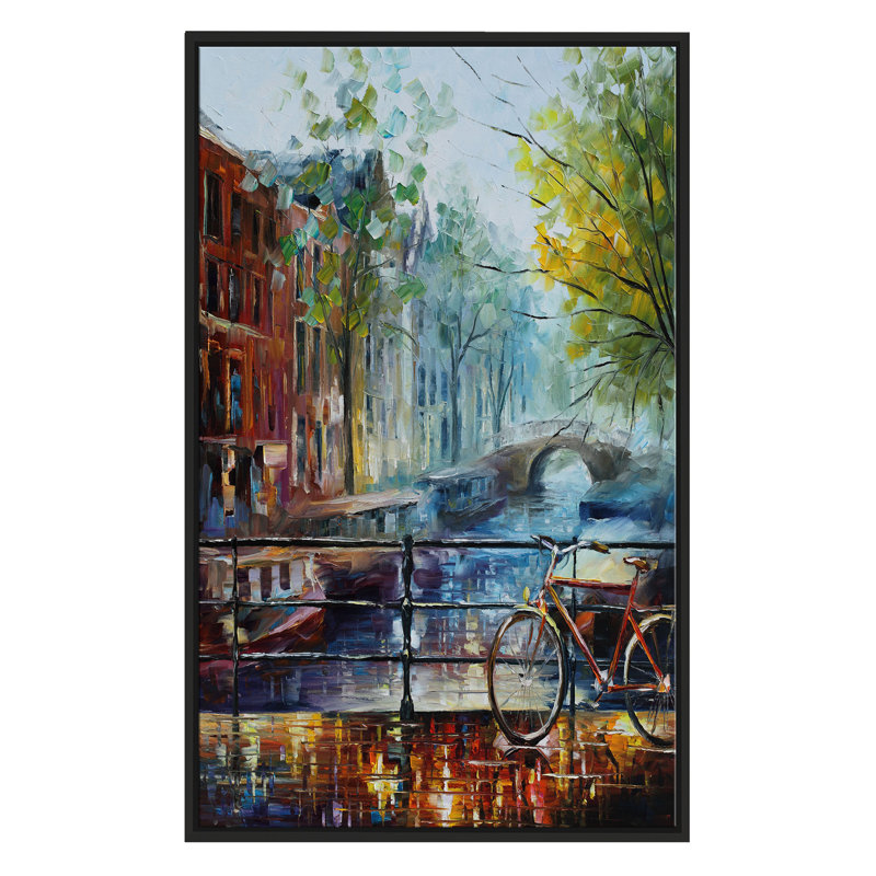Winston Porter Bicycle In Amsterdam Framed Oil Painting Print On