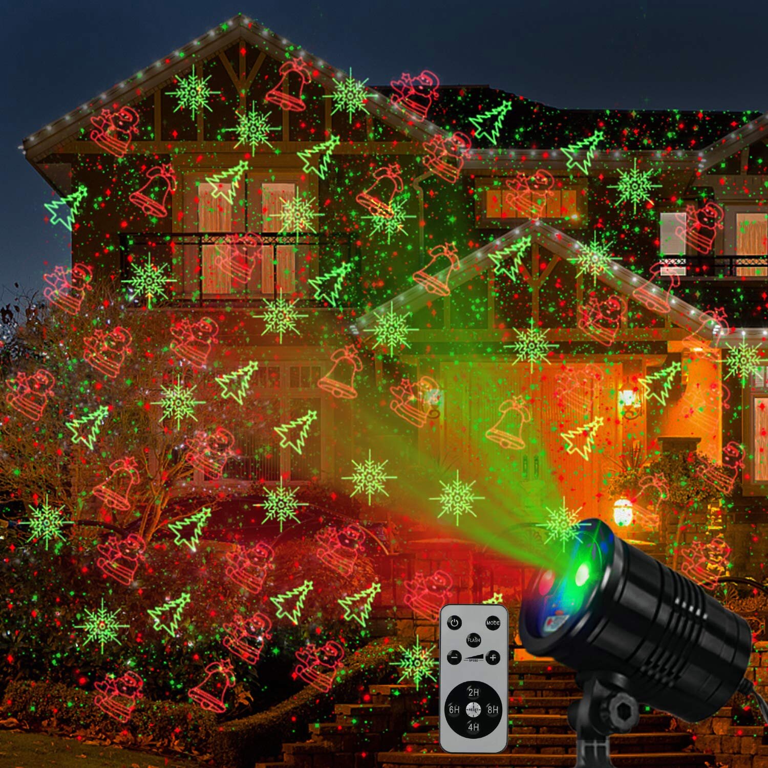 Fad Outdoor LED Snowflake Laser Light Projector Xmas Chrismas Lamp Decor Gift