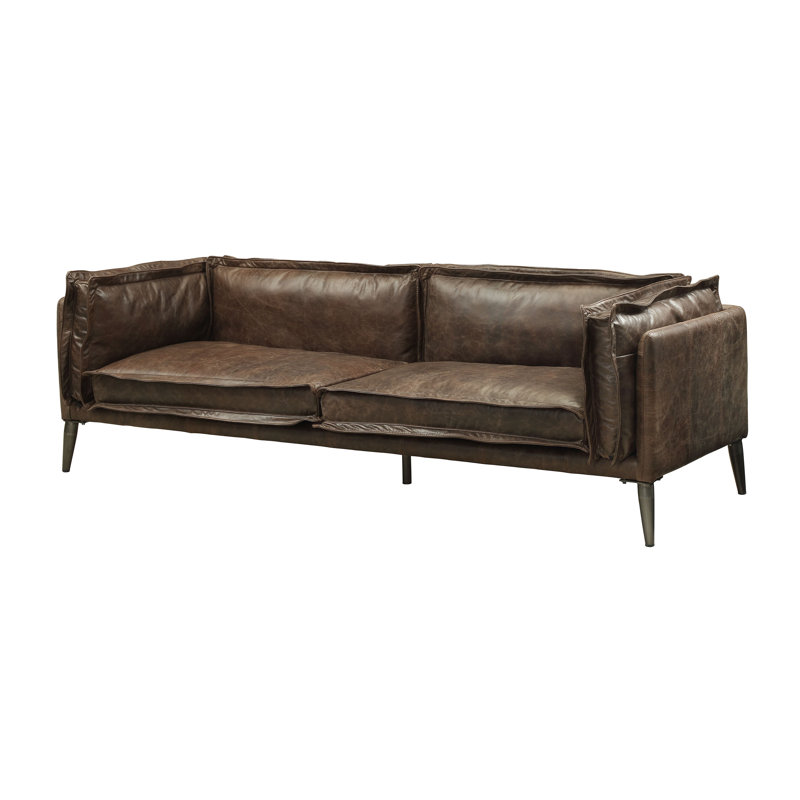 17 Stories Diep Genuine Leather 94 Pillow Top Arm Sofa Wayfair
