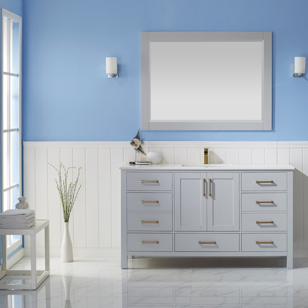 Everly Quinn Ryland 60" Single Bathroom Vanity Set with Mirror